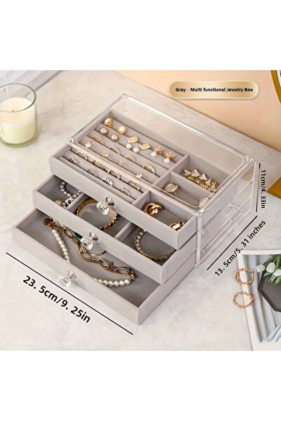 POLARİTANO Modern 3 Drawers Large Size Jewelry Bijouterie Accessory Jewelry Box Organizer