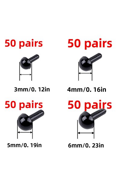 Choice نوع 5-3-6 مم KRABALL 200 زوج من العيون البلاستيكية 3/4/5/6 مم عيون أمان إبرة التلبيد لدببة تيدي دول