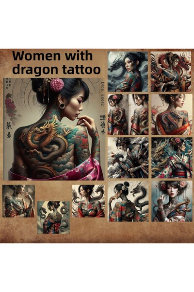 Pink Swan Craft Fete de epocă cu tatuaj dragon - Set de autocolante pentru planificator mat pentru jurnal de însemnări de 12 buc