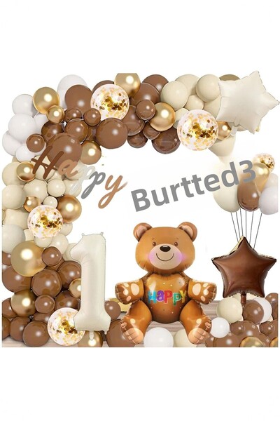 BİDOLUMUTLULUK Retro Colors Bear Foil Balloon Birthday Concept Balloon Party ...