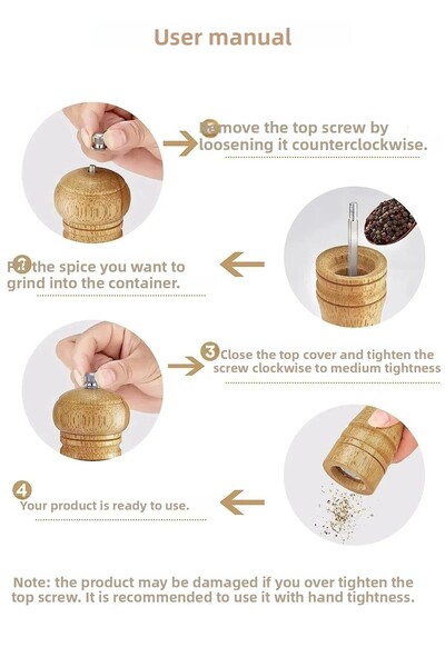 safestore 1Pc Natural Wood Mill Black Pepper Salt Coffee Spice Grinder Manual Hand Grinder