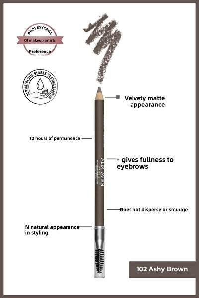 Alix Avien قلم حواجب بني محدد برأس ناعم مع فرشاة - قلم تحديد الحواجب بودرة من...