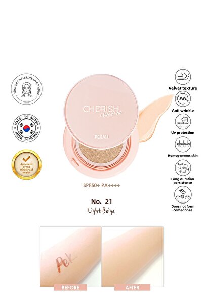 PEKAH Spf 50 Pa Uva/uvb High Coverage Cherish Velvet Cushion Foundation 21 Me...