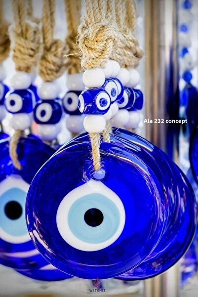 ella'nın çarşısı Διάτρητη κρεμαστή χάντρα με το κακό μάτι 7 εκ. - Γυάλινο δια...