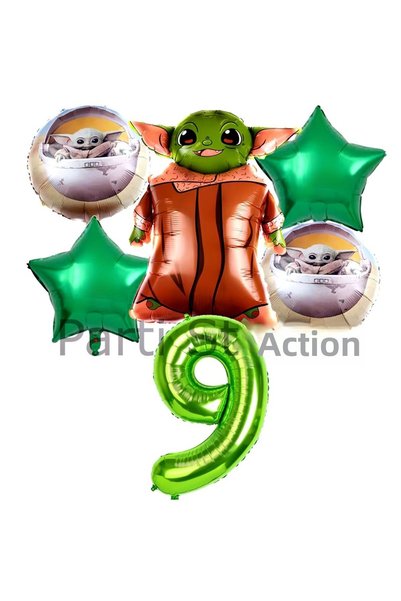 Parti Station Star Wars Yoda 9 Years Green Number Balloon Set Star Wars Yoda ...
