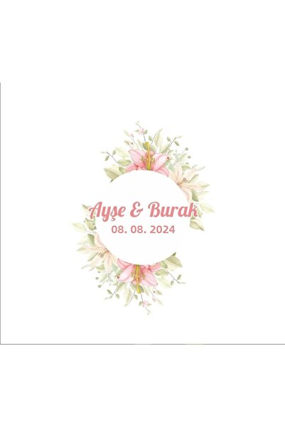 Reysa Tasarım ملصق زهرة سداسي أبيض وأسود هينا خطوبة زفاف 3x3 سم ملصق مخصص / 5...