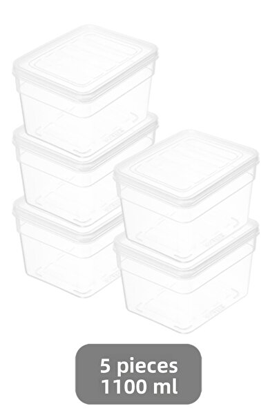 Meleni Home 5-Piece Deep Microwave Compatible Food Storage Container 1100ml - Transparent Lid Organizer Set