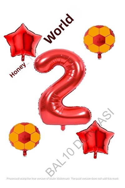 BAL10 DÜNYASI Yellow Red Football Ball Foil Balloon Set Age 2