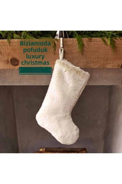 bizizmoda الفاخرة رقيق كريم اللون شجرة عيد الميلاد الجوارب هدية الحقيبة السنة...