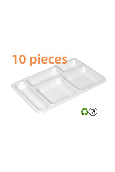 ZTM HOME روز بلاستيك 10 قطع 5 أطباق طاولة بيضاء، طاولة، طاولة