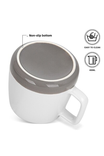 Fissman 2-Piece Printed Coffee Mug 400mL ''HAPPY EVER AFTER'', Ceramic Coffee Mug with Handle