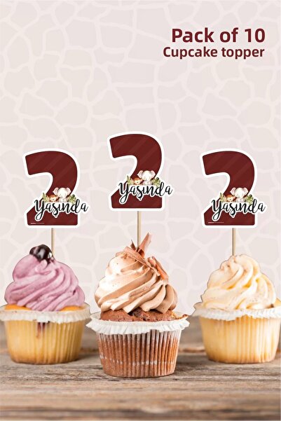 neşeli günlerim Animale Safari Pastel 2 ani Cupcake Ornament *10 Pachet Hârti...
