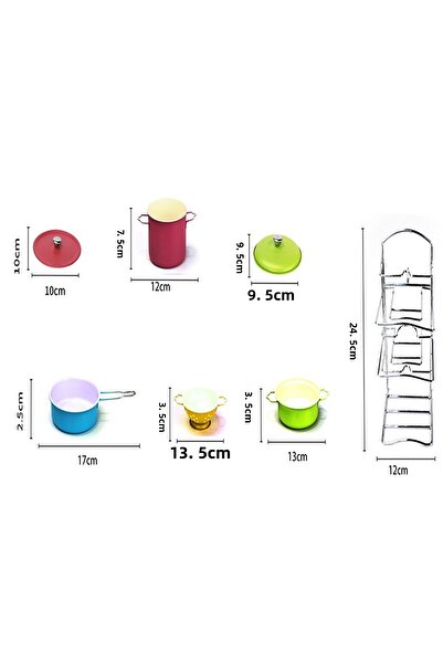 Vardem Enamel Shelf Pot Pan Set 7 Piece Multicolor