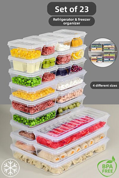 Meleni Home 23 Piece Transparent Lid Microwave Compatible Storage Container Set - Organizer Organizer Food Storage Container