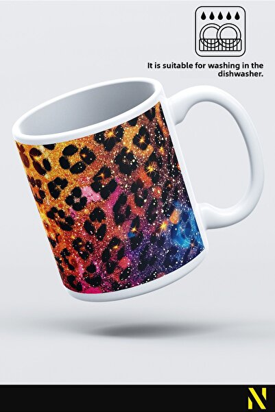 nilizma Leopard Patterned Colorful Mug – 330 ml Mug | Stylish and Durable Design