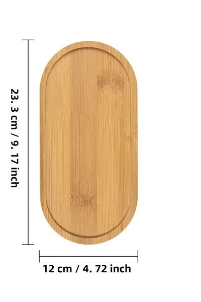 AHC LİFE 4 Pieces Bamboo Oval Presentation and Serving Tray - Wooden Tray - Oil Pot Mat