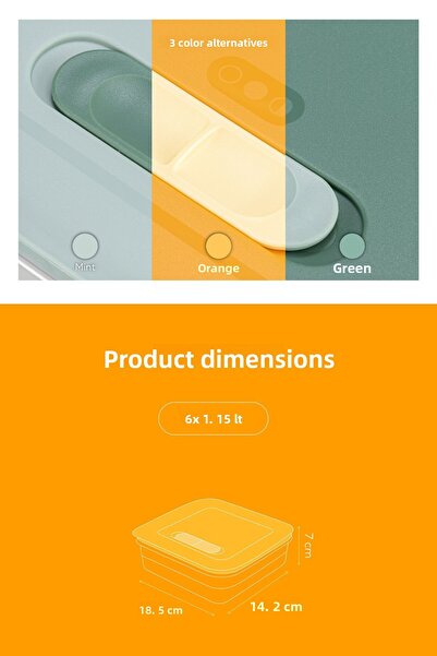 Vienev Vegetable and Fruit Storage Container with 6 Adjustable Air Ducts - Orange (6X1.15 Lt)