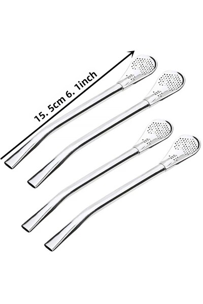 Choice Middle 15.5cm 4 Pieces Stainless Steel Drinking Straws With Filter Spoon Reusable Yerba Mate Bombill
