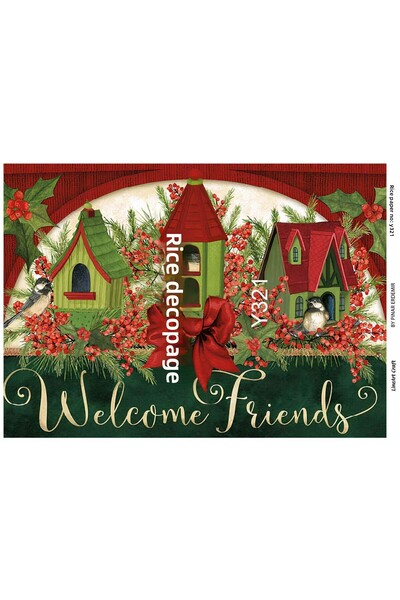 LİNEART ورق ديكوباج نحاسي بنمط عيد الميلاد الخطي رقم: Y321 - 29x42 سم