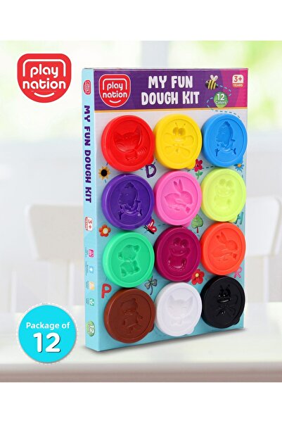 PlayNation مجموعة عجينة بلاي نيشن، 12 قطعة - غير سامة، آمنة للأطفال من سن 3 سنوات فما فوق، تعزز الإبداع، طين تشكيل 25 جرام