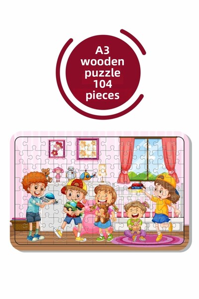Baskı Atölyesi لعبة ألغاز خشبية من بلاي تايم A3 مكونة من 104 قطعة