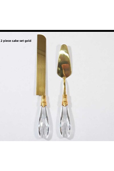 AlyaHomeAksesuar Damla 2-Piece All Gold Serving Set