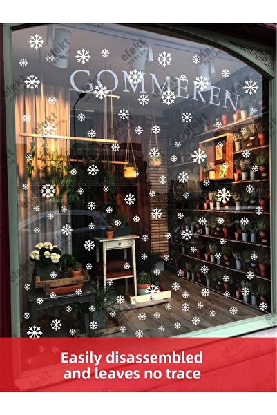 efekt reklam مجموعة ملصقات نافذة زجاجية من رقاقات الثلج للعام الجديد للمتاجر وأماكن العمل بدون علامات كبيرة الحجم