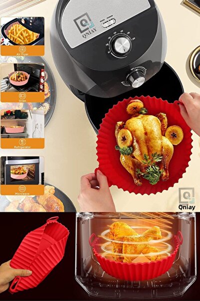 QNİAY Airfryer Mold Oil-Free Frying Hot Air Fryer Silicone Basket Mat Non-Stick Baking Oven Mat