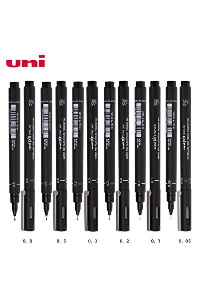 UNİ-BALL Black Technical Drawing Pen - Uni Ball Pin 0.2-0.5-0.8