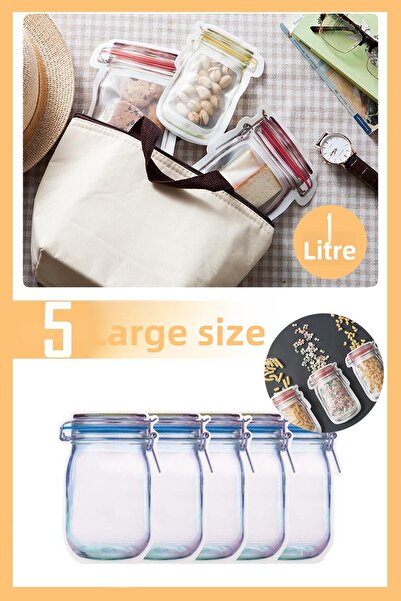 TechnoSmart Jar Look Storage Bag Sets Refrigerator Storage Container with Lockable Snap Fasteners