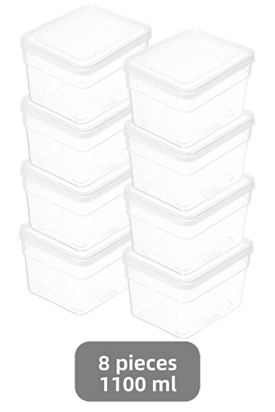 Meleni Home Set of 8 Deep Microwave Compatible 1100ml Food Storage Containers Transparent Lid Organizer