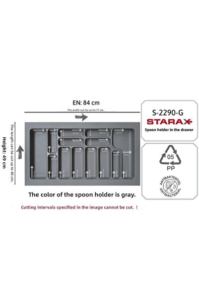 STARAX Γκρι 84x49 Πλαστική Μπολ Κουταλιών - Συρτάρι S-2290-g