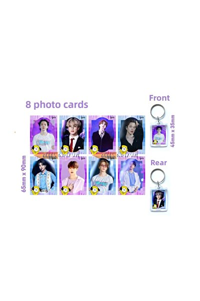 Güneş Kırtasiye Set de cărți foto + breloc Bts Jimin 8 buc