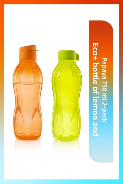 Tupperware Eco+ Bottle Water Bottle Lemon and Papaya 750 Ml Pack of 2