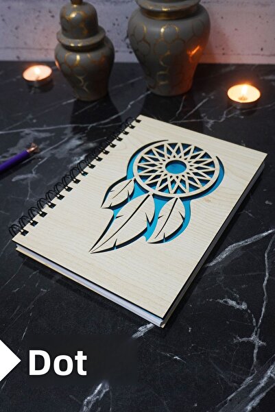 markcat دفتر ملاحظات ذو طابع صائد الأحلام بغطاء خشبي - جدول أعمال منقط وكتاب ...