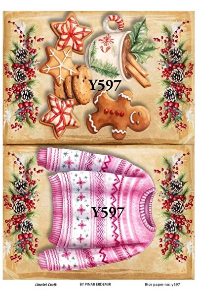LİNEART New Year's Pattern Brass Decopage Paper No:Yilşi597- 29X42Cm