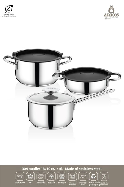 Amboss 6 Piece Smoky Cookware Set in Stainless Steel