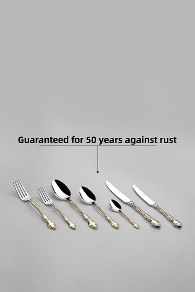 Nehir Adriana Gold 89 Piece Leather Boxed - Fork, Spoon and Knife Set