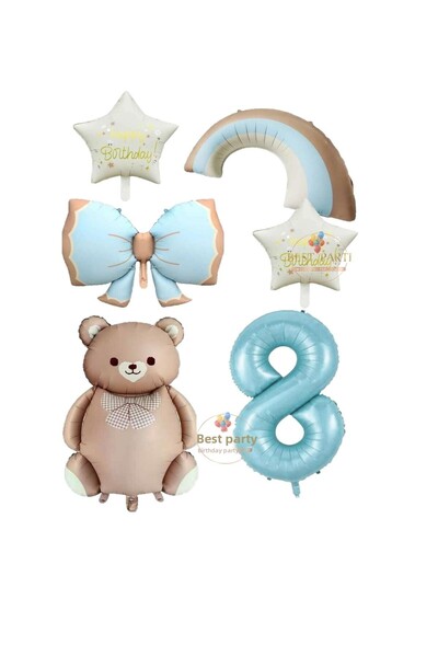 BEST PARTİ DOĞUM GÜNÜ PARTİ SÜSLERİ Best Blue Color Bow Numeral Rainbow Star ...