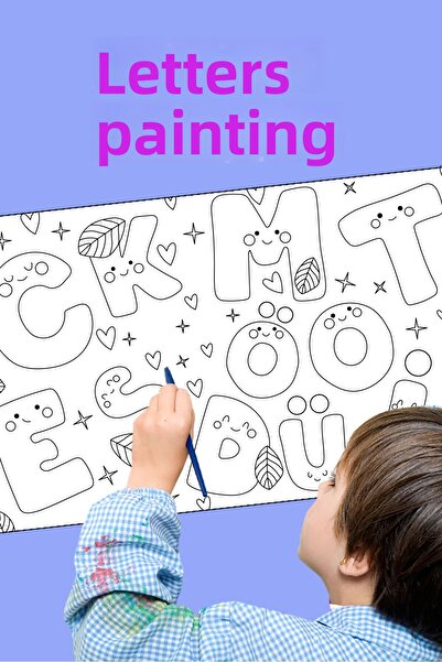 Sim Tasarım تلوين الحروف أنا أتعلم متعة الأبجدية عطلة النشاط ورقة تلوين عملاقة