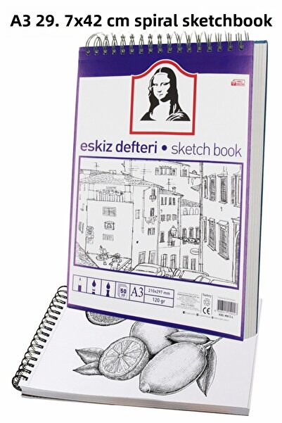 Artlantis Ring Sketchbook A3 Spiral 50 Sheets 1 Piece 120 Gr 297X420 mm Charc...
