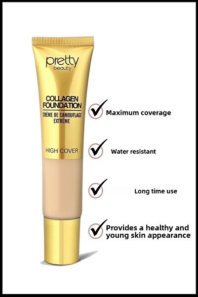 Pretty Beauty High Cover Collagen Foundation with High Coverage Effect No:3