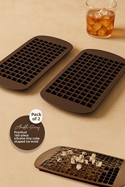 Anadolu Saray 2 Pcs Practical 160Pcs Silicone Tiny Cube Shaped Ice Mold |   Mini Ice Cube |   Presentation Ice
