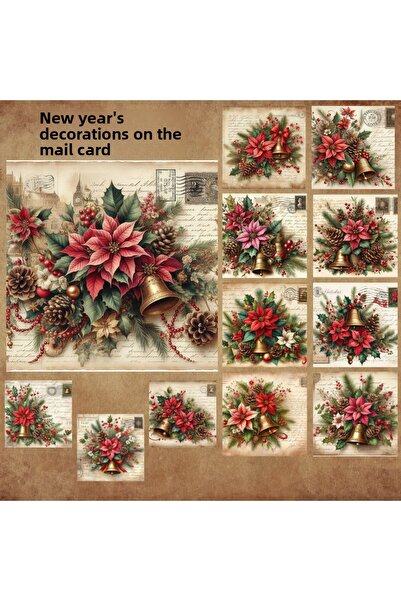 Pink Swan Craft Ornamente de Crăciun pe o carte poștală Vintage 12 buc. Scrap...