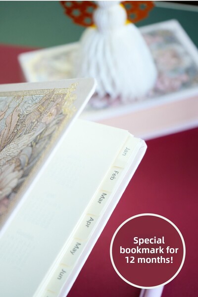 Victoria's Journals Седмичен планер с твърди корици, подвързан със спирала, без дата, с 12 отметки, 192 страници.