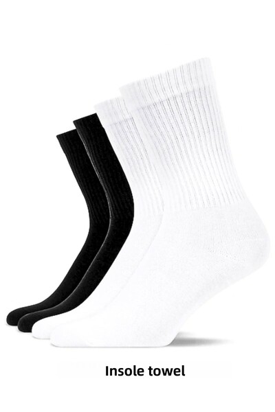 socksbox Πετσέτα κάτω σόλας Κάλτσες τένις χωρίς ραφή/2 ζευγάρια μαύρα+2 ζευγάρια λευκά