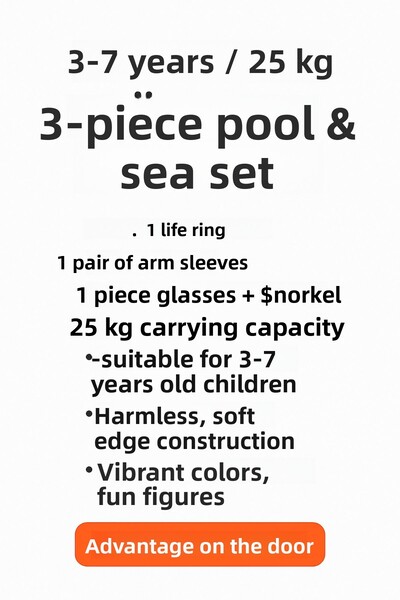 Avantaj Kapıda Children's 3-Piece Pool & Sea Set – Bagel, Armband, Goggles Snorkel (3–7 Years / 25 kg)
