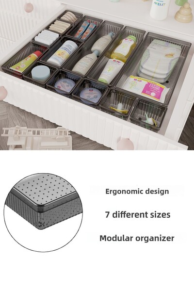 Meleni Baby 14 Piece Baby Drawer Organizer - Baby Organizer - Baby Care Organizer - Anthracite