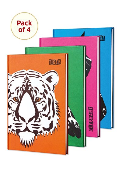 Le Color Set of 4 Notebooks with Animal Figures Textured A5