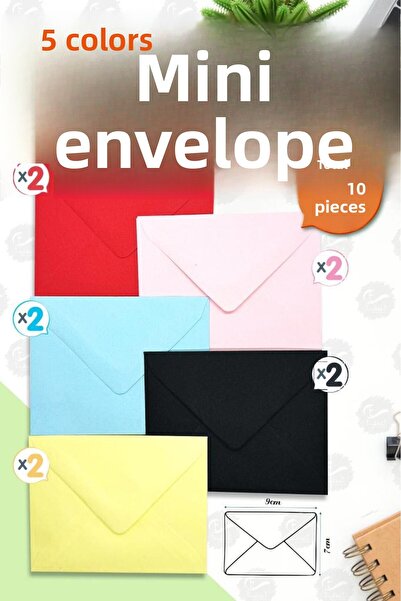 t tuğset etiket مظروف صغير ملون مقاس 9x7 سم - 10 قطع t391